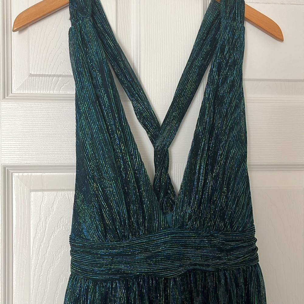 Lulus green and blue metallic maxi - Picture 5 of 7